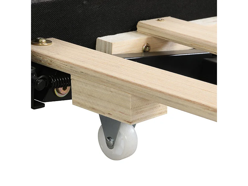 Lit gigogne 2x90x200cm en Lin gris - lit simple - avec pieds en métal pliables