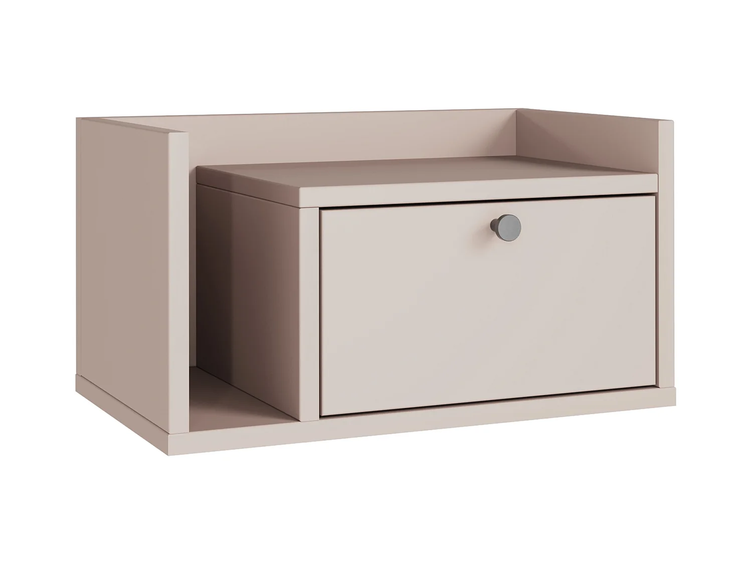 Nachttisch WENA, Wandmontage, mit Schublade und Regal links Aura, 50x27x35 cm, Kaschmir
