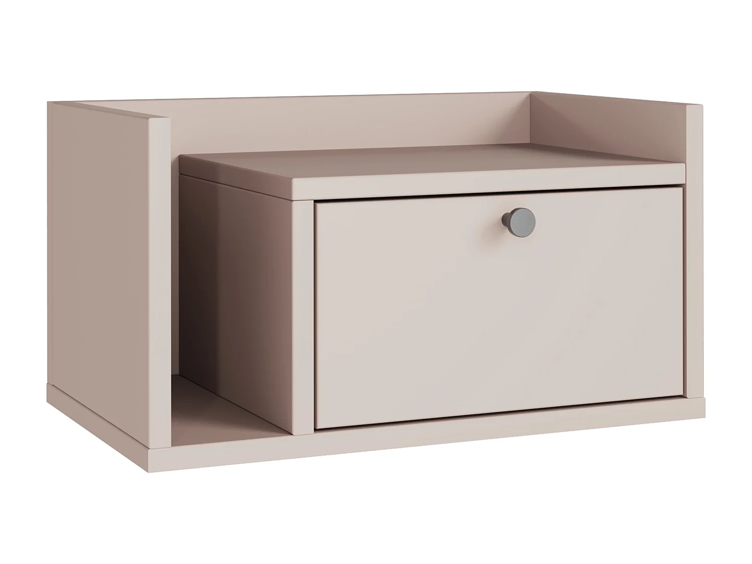 Table de chevet WENA, montage mural, avec tiroir et étagère à gauche Aura, 50x27x35 cm, Cachemire