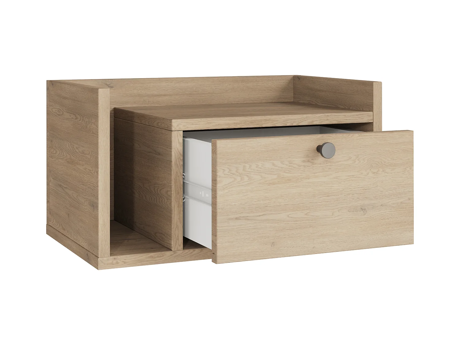 Table de chevet WENA, montage mural, avec tiroir et étagère à gauche Aura, 50x27x35 cm, Chêne de Crémone