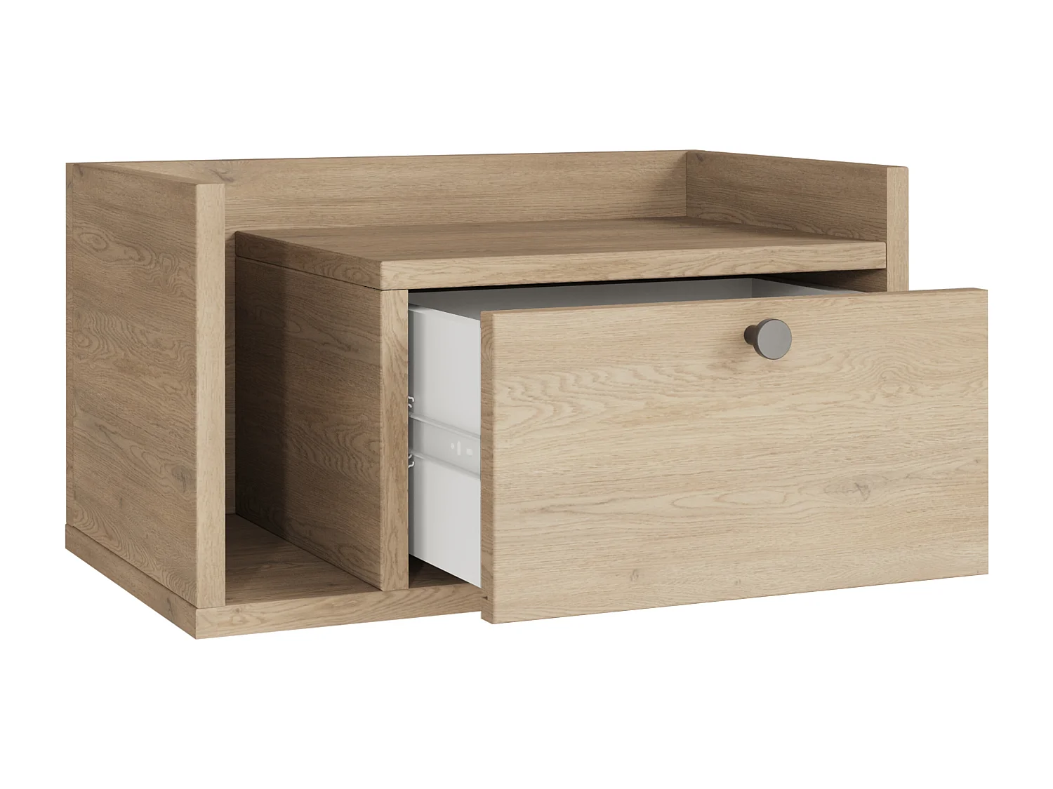 Nachtkastje WENA, wandmontage, met lade en legplank links Aura, 50x27x35 cm, Eik Cremona