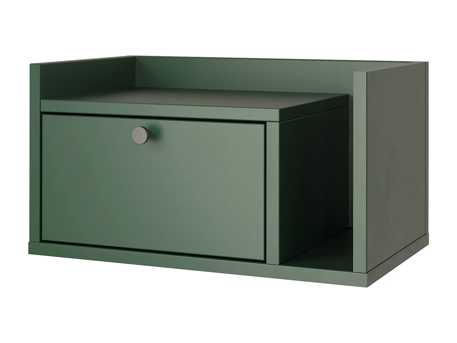 Table de chevet WENA, montage mural, avec tiroir et étagère à droite Aura, 50x27x35 cm, Vert