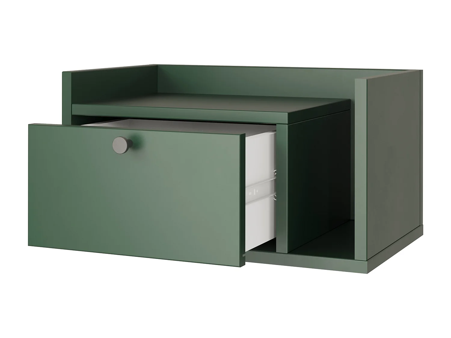 Table de chevet WENA, montage mural, avec tiroir et étagère à droite Aura, 50x27x35 cm, Vert