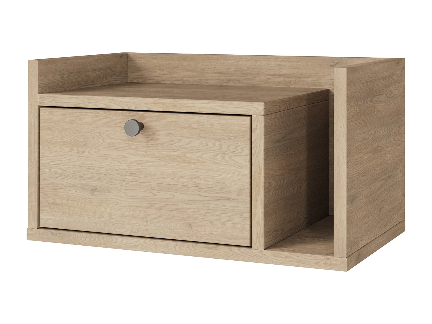 Table de chevet WENA, montage mural, avec tiroir et étagère à droite Aura, 50x27x35 cm, Chêne de Crémone