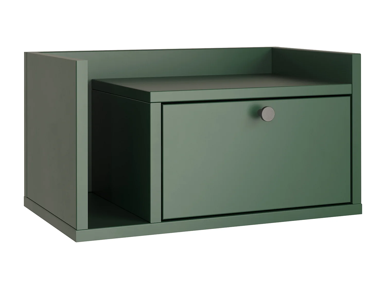 Table de chevet WENA, montage mural, avec tiroir et étagère à gauche Aura, 50x27x35 cm, Vert