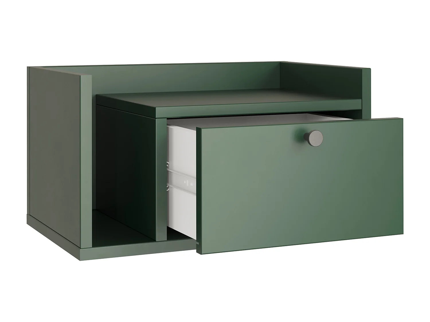 Table de chevet WENA, montage mural, avec tiroir et étagère à gauche Aura, 50x27x35 cm, Vert