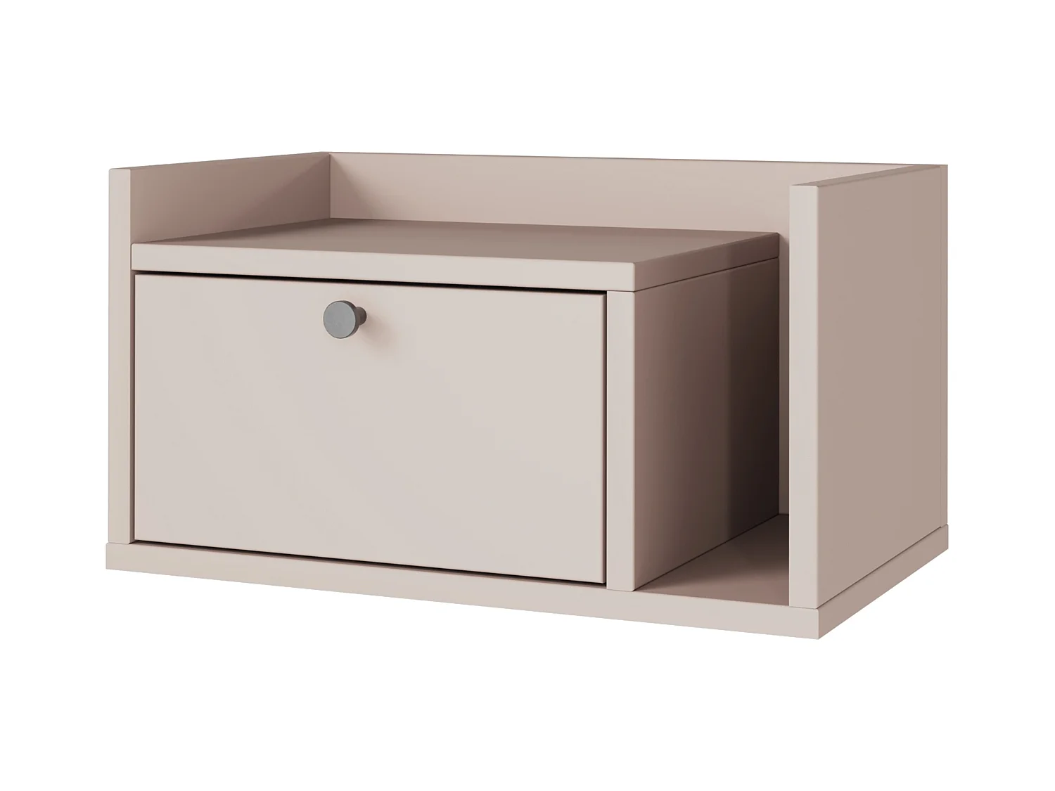 Nachtkastje WENA, wandmodel, met lade en legplank rechts Aura, 50x27x35 cm, Kasjmir