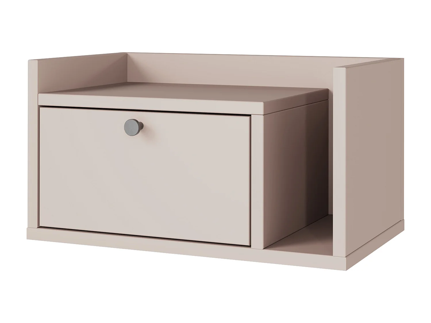 Table de chevet WENA, montage mural, avec tiroir et étagère à droite Aura, 50x27x35 cm, Cachemire