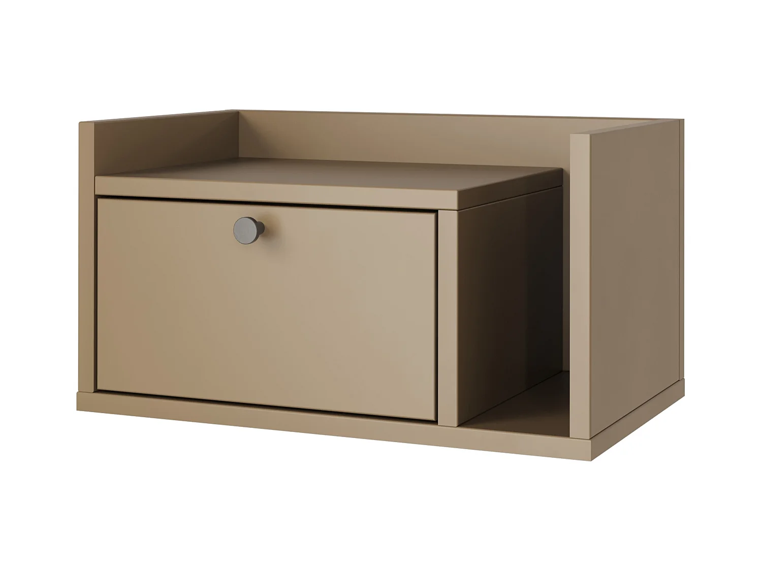Szafka nocna WENA, wisząca, z szufladą i półką z prawej Aura, 50x27x35 cm, Cappuccino