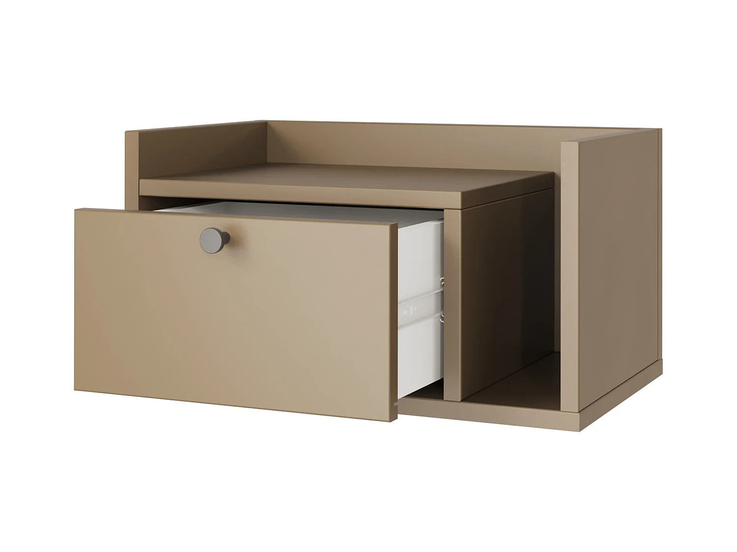 Szafka nocna WENA, wisząca, z szufladą i półką z prawej Aura, 50x27x35 cm, Cappuccino