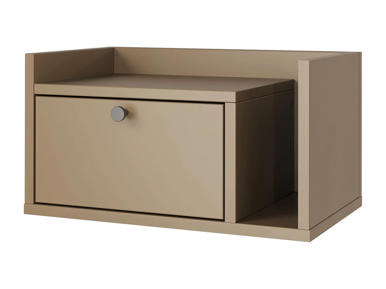 Table de chevet WENA, montage mural, avec tiroir et étagère à droite Aura, 50x27x35 cm, Cappuccino