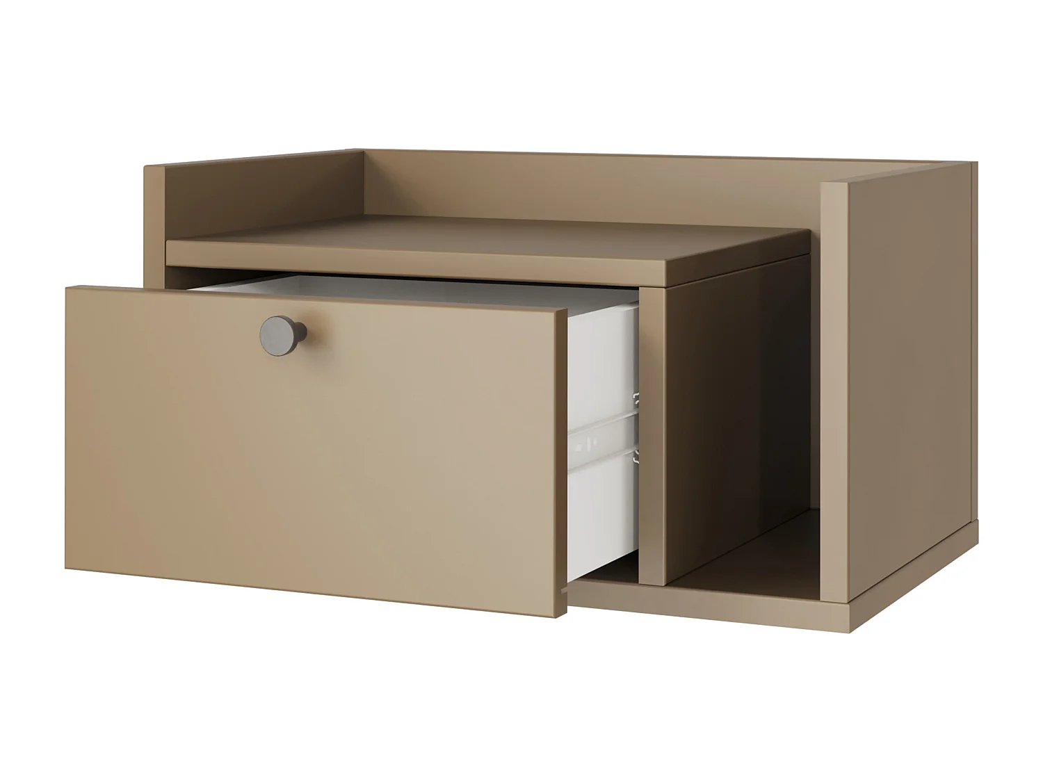 Table de chevet WENA, montage mural, avec tiroir et étagère à droite Aura, 50x27x35 cm, Cappuccino