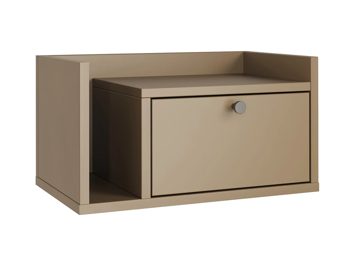 Nachttisch WENA, Wandmontage, mit Schublade und Regal links Aura, 50x27x35 cm, Cappuccino