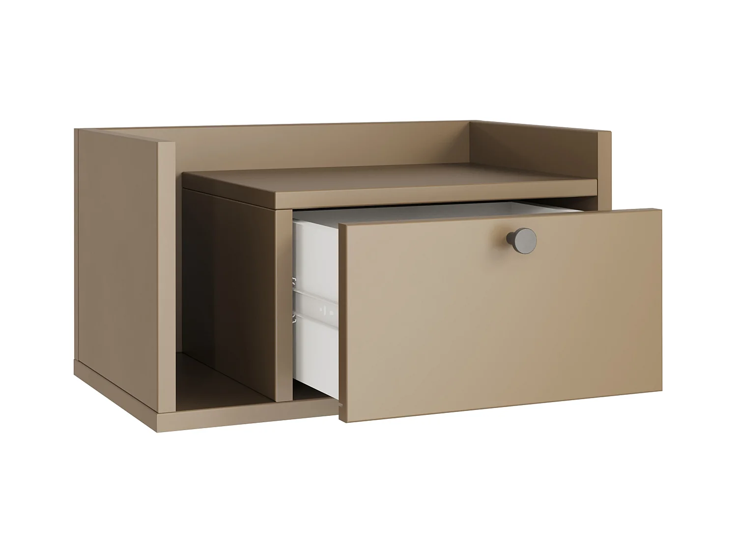 Nachttisch WENA, Wandmontage, mit Schublade und Regal links Aura, 50x27x35 cm, Cappuccino
