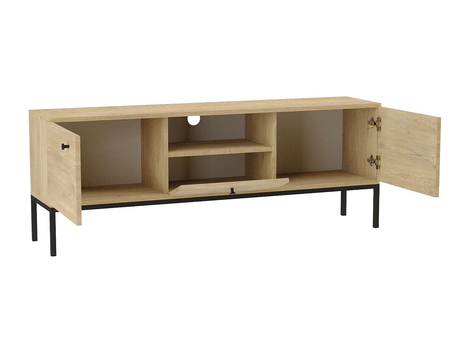 Meuble de télévision WENA, 3 portes, Gaja, 150x53x40 cm, Chêne de Crémone Gaja