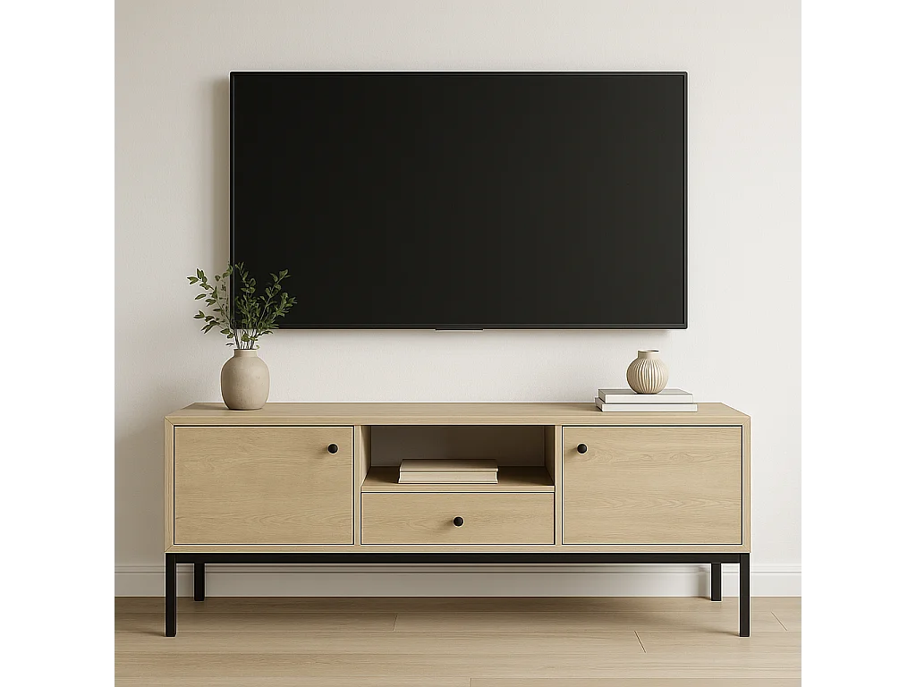 TV-Schrank WENA, 3 Türen, Gaja, 150x53x40 cm, Eiche Cremona Gaja