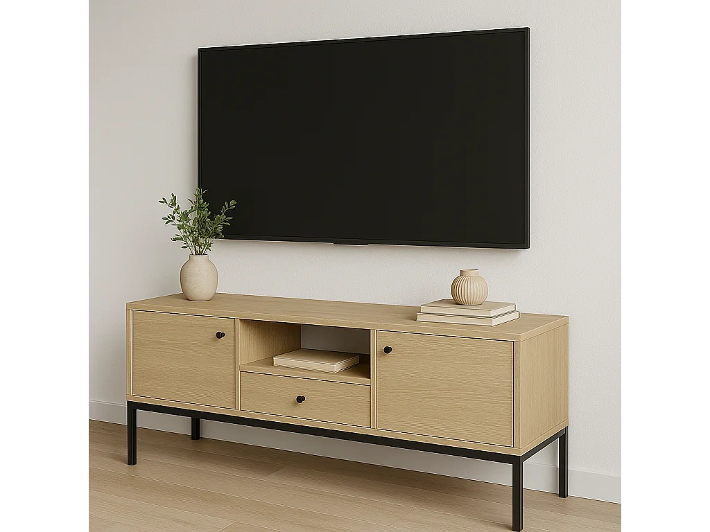 TV-Schrank WENA, 3 Türen, Gaja, 150x53x40 cm, Eiche Cremona Gaja
