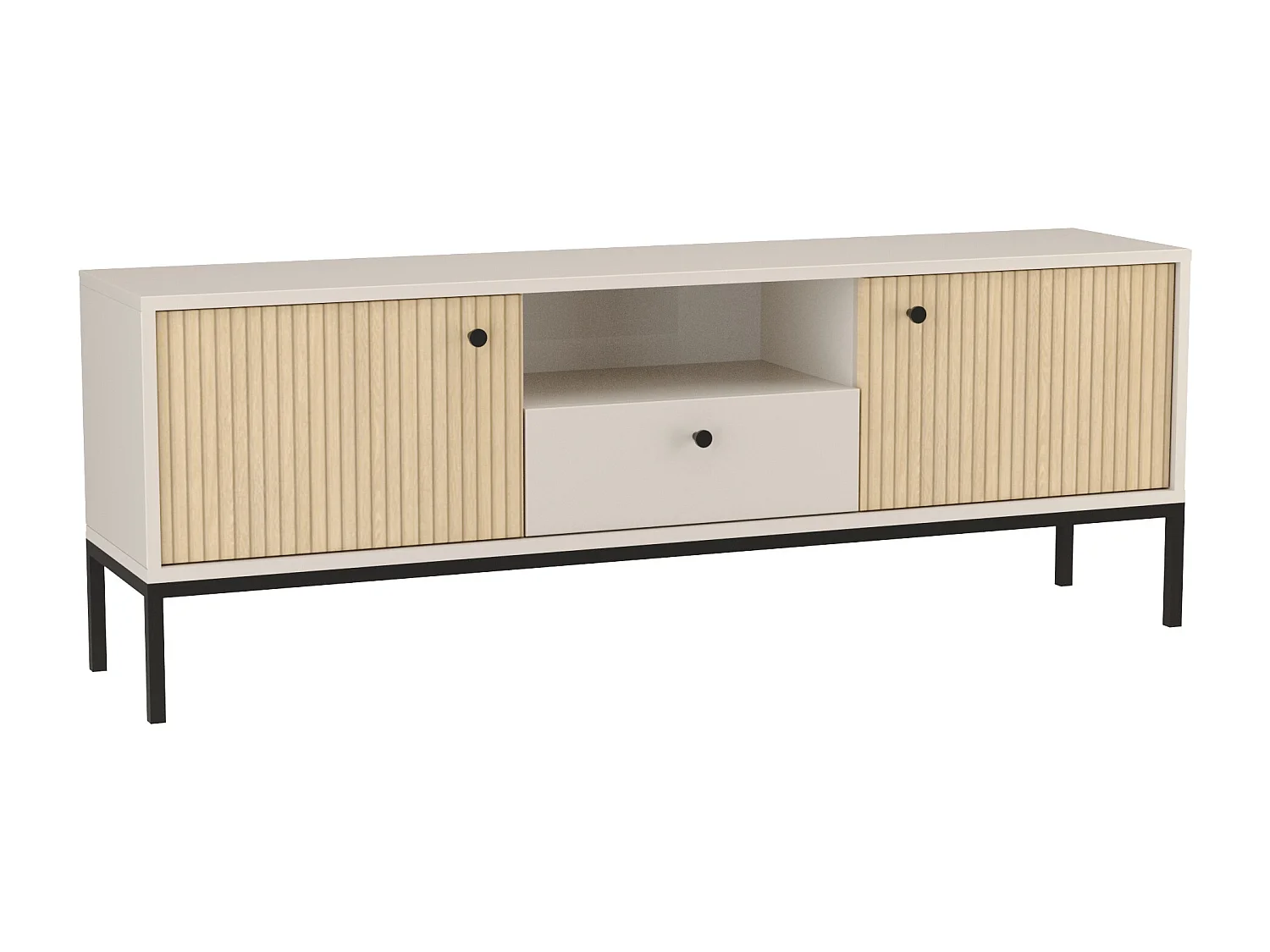 Meuble de télévision WENA, 3 portes, Gaja, 150x53x40 cm, Cachemire/Chêne Gaja