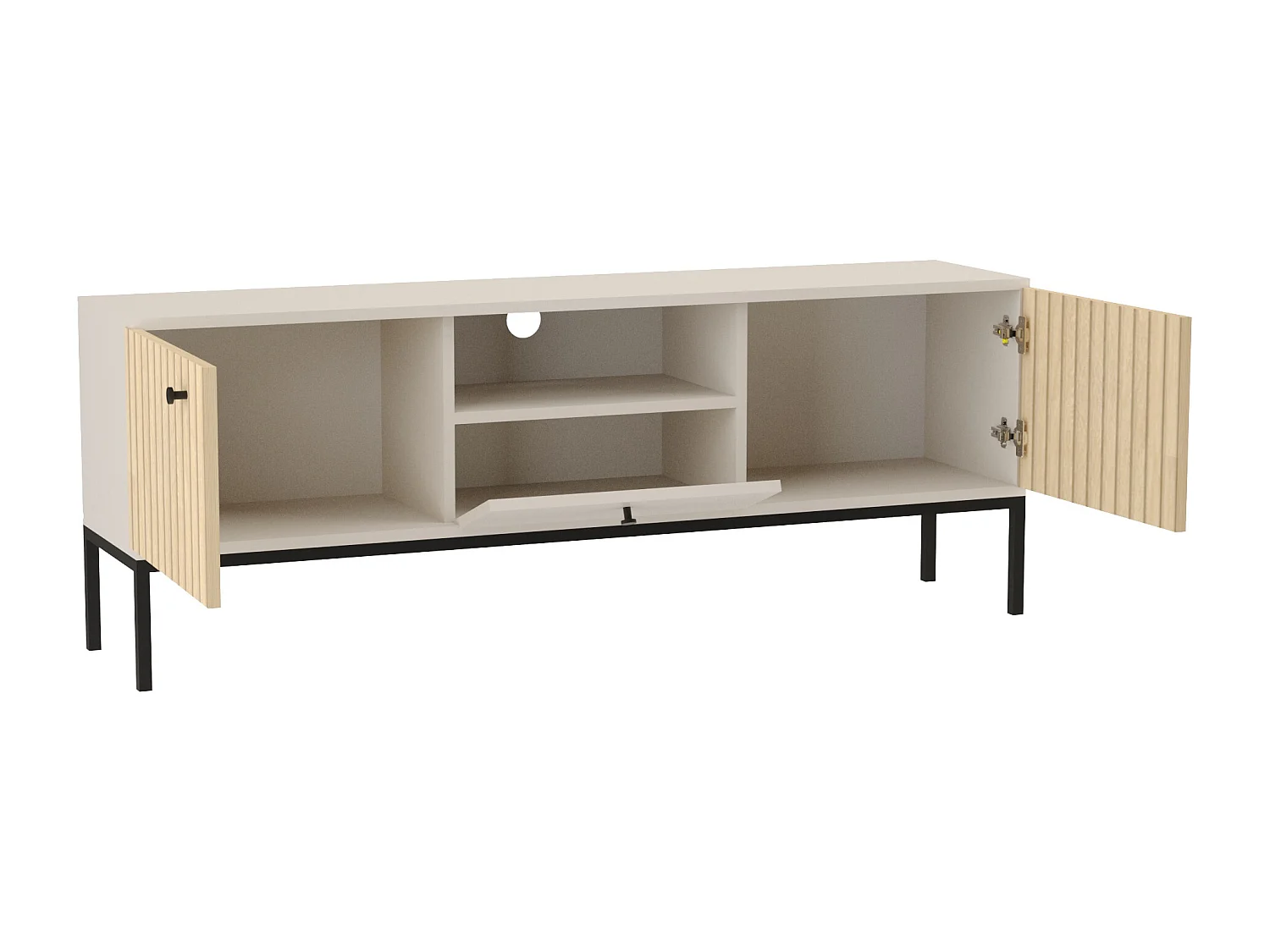 Meuble de télévision WENA, 3 portes, Gaja, 150x53x40 cm, Cachemire/Chêne Gaja