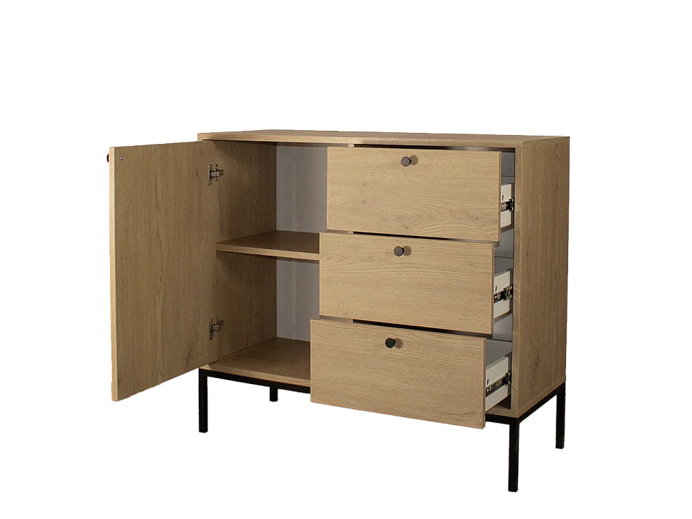 Komoda WENA, 1 drzwi, 3 szuflady, Gaja, 100x95x40 cm, Dąb Cremona Gaja