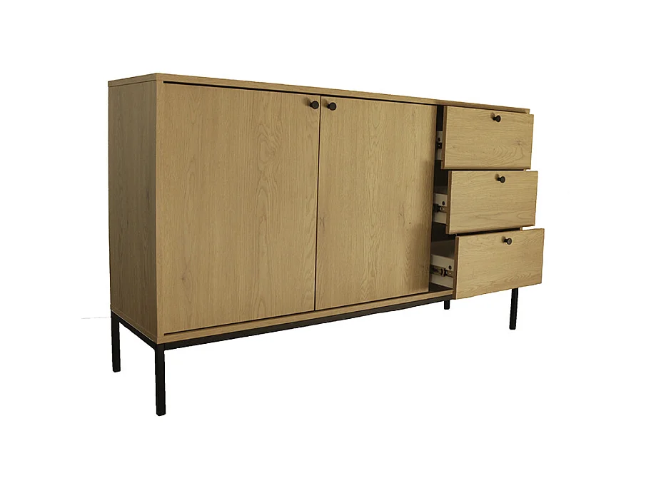 Ladekast WENA, 2 deuren, 3 laden, Gaja, 150x95x40 cm, Eik Cremona Gaja