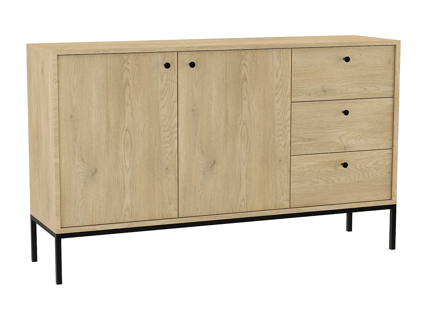 Commode WENA, 2 portes, 3 tiroirs, Gaja, 150x95x40 cm, Chêne de Crémone Gaja