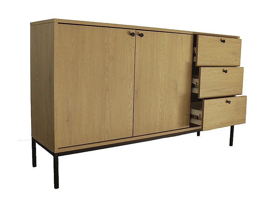 Commode WENA, 2 portes, 3 tiroirs, Gaja, 150x95x40 cm, Chêne de Crémone Gaja