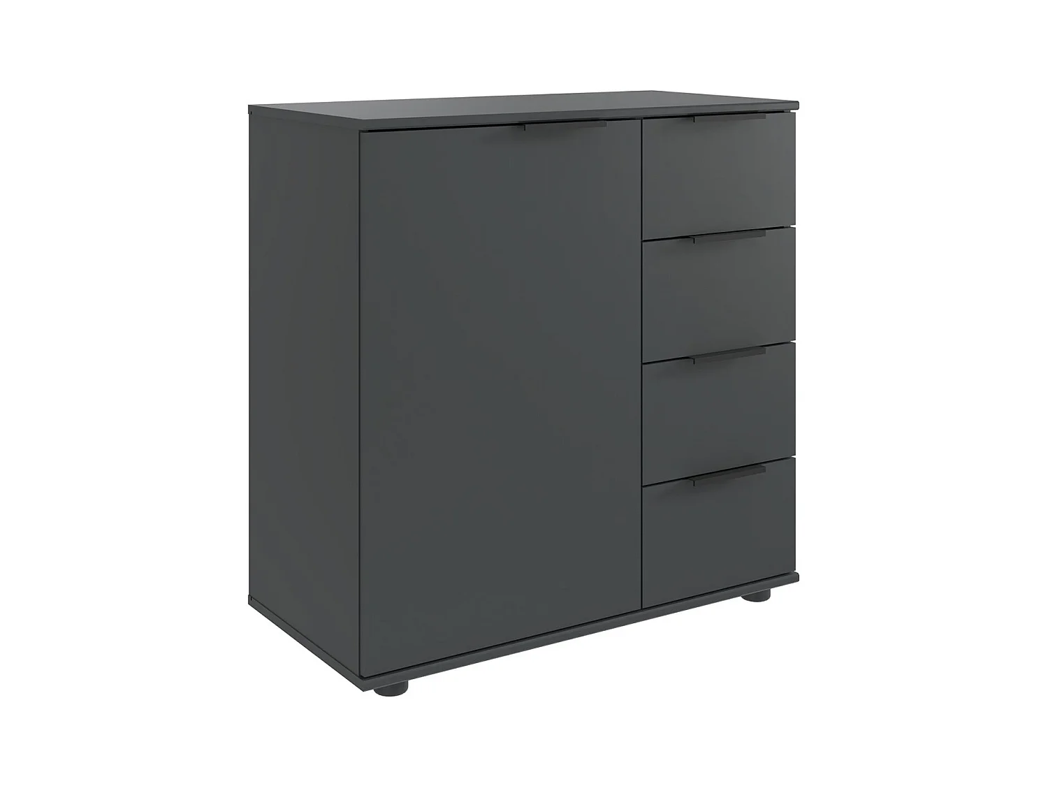 Commode combinée, meuble de rangement coloris graphite, noir - Longueur 81 x Hauteur 83 x Profondeur 41 cm 
