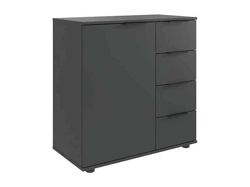Commode combinée, meuble de rangement coloris graphite, noir - Longueur 81 x Hauteur 83 x Profondeur 41 cm 