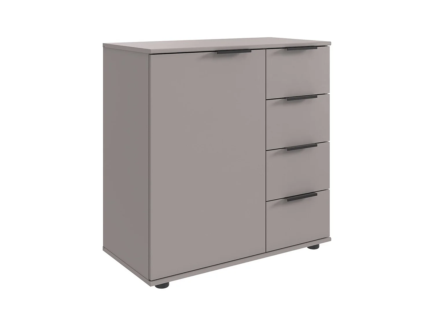 Commode combinée, meuble de rangement coloris Gris, rechampis graphite - Longueur 81 x Hauteur 83 x Profondeur 41 cm