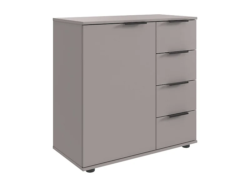 Commode combinée, meuble de rangement coloris Gris, rechampis graphite - Longueur 81 x Hauteur 83 x Profondeur 41 cm