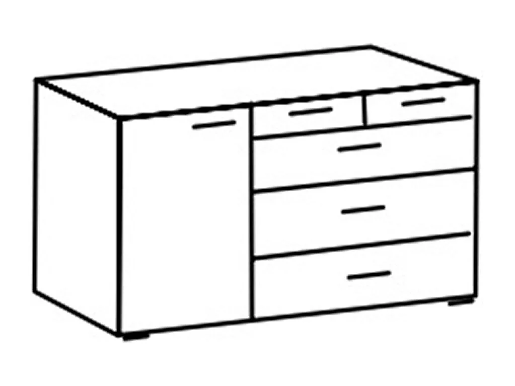 Commode, meuble de rangement coloris Gris, rechampis graphite - Longueur 130 x Hauteur 83 x Profondeur 41cm 