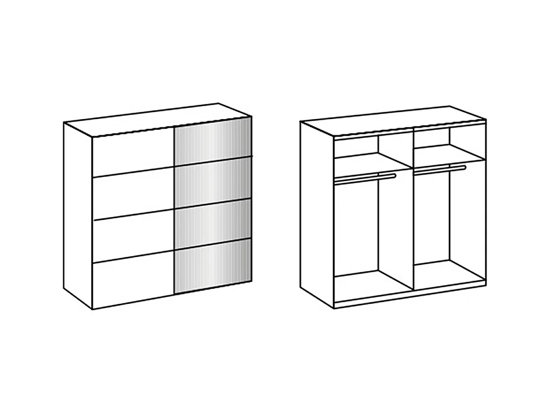 Armoire à portes coulissantes coloris graphite et verre coloris noir, rechampis graphite  - Longueur 180 x Hauteur 208  x Profondeur 65 cm 