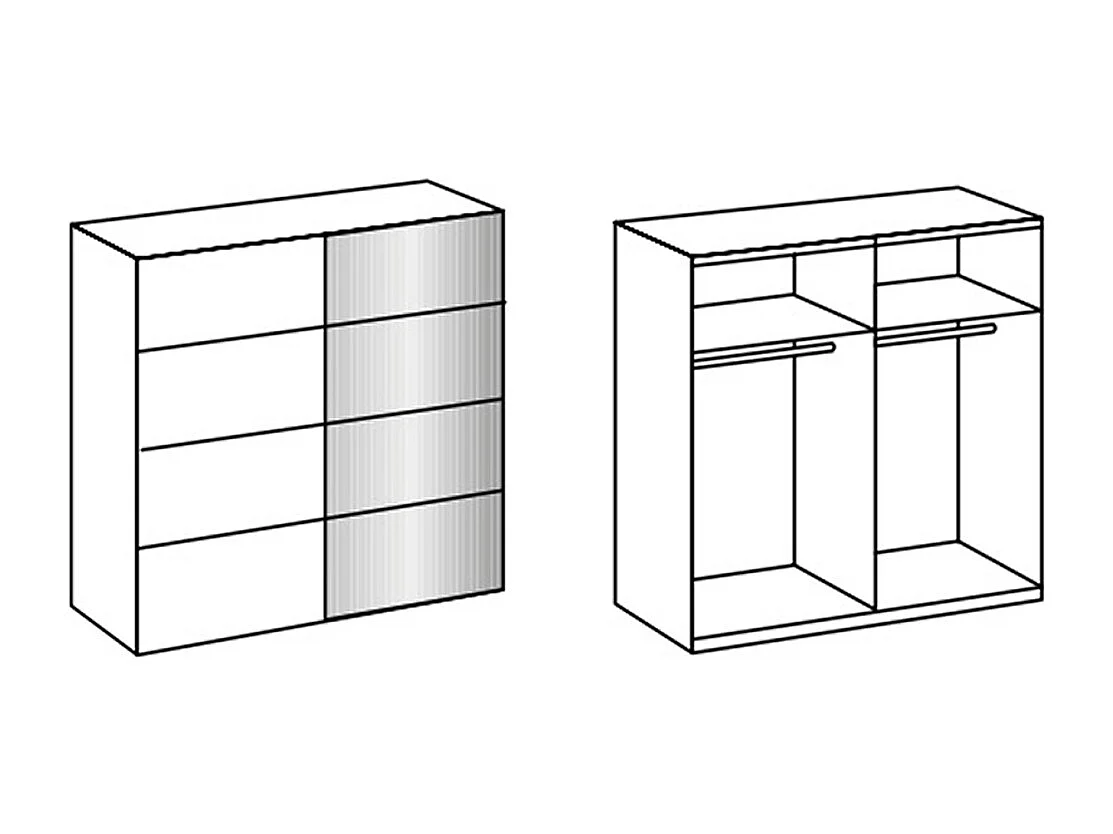 Armoire à portes coulissantes coloris graphite et verre coloris noir, rechampis graphite  - Longueur 180 x Hauteur 208  x Profondeur 65 cm 