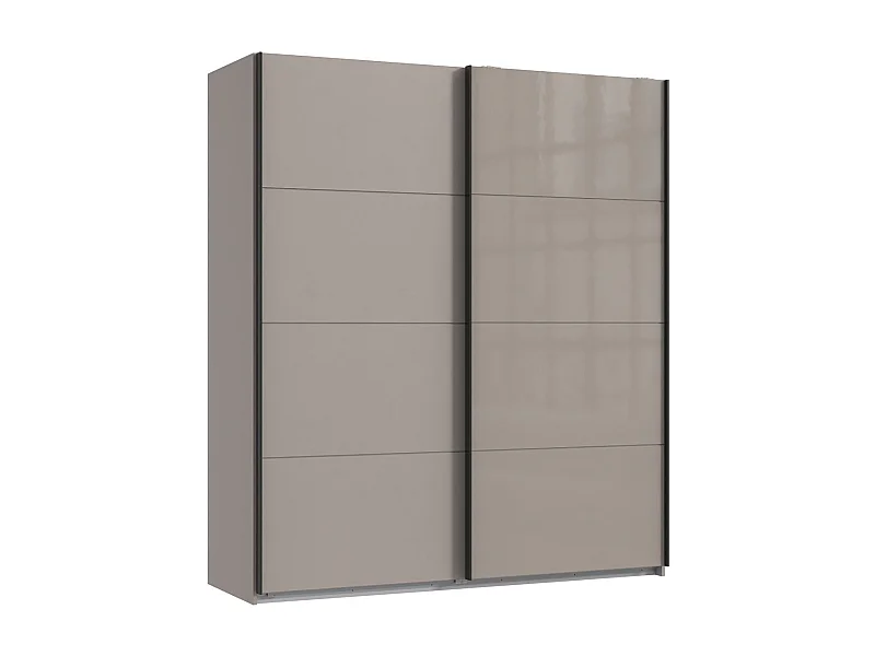 Armoire à portes coulissantes coloris Gris et verre coloris gris,  graphite  -Longueur 180 x Hauteur 208  x Profondeur 65 cm 