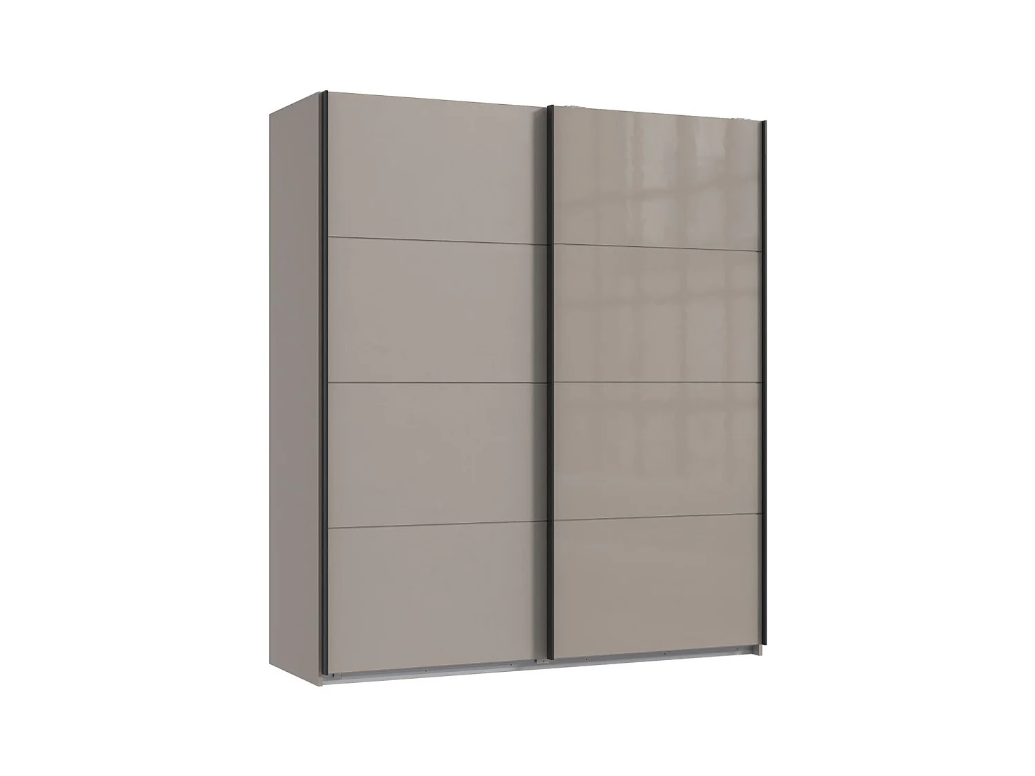 Armoire à portes coulissantes coloris Gris et verre coloris gris,  graphite  -Longueur 180 x Hauteur 208  x Profondeur 65 cm 