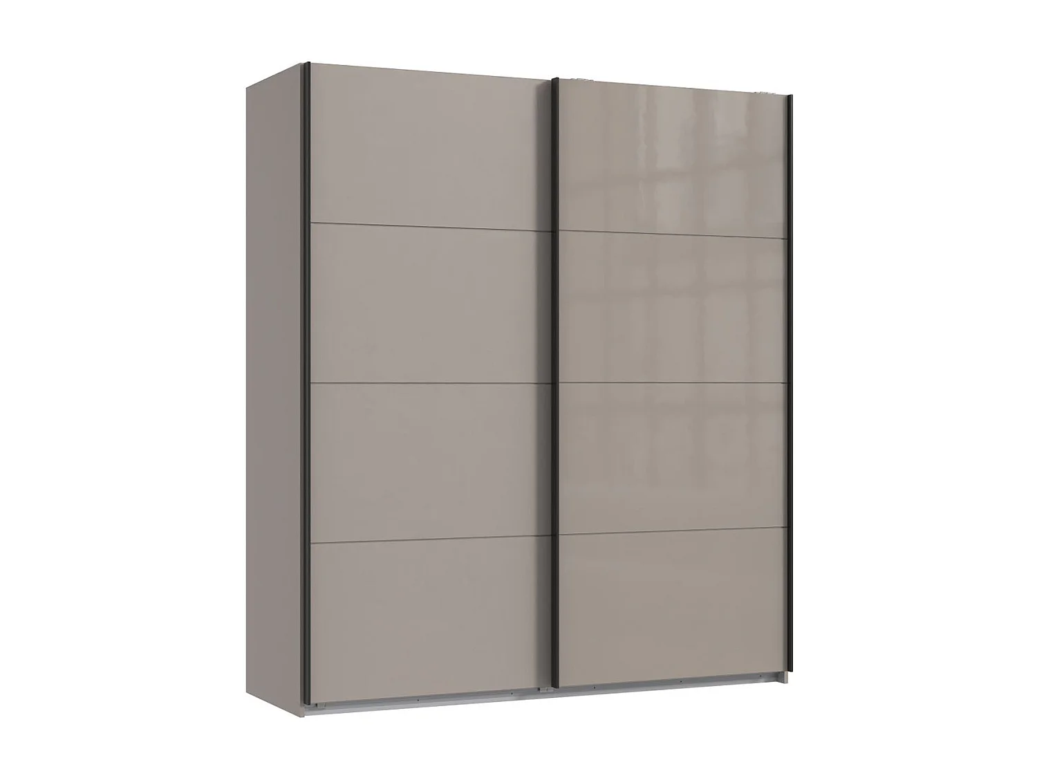 Armoire à portes coulissantes coloris Gris et verre coloris gris,  graphite  -Longueur 180 x Hauteur 208  x Profondeur 65 cm 