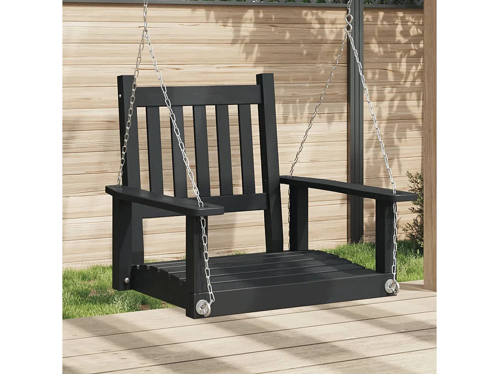 Chaise balançoire de jardin chaînes en métal bois massif sapin