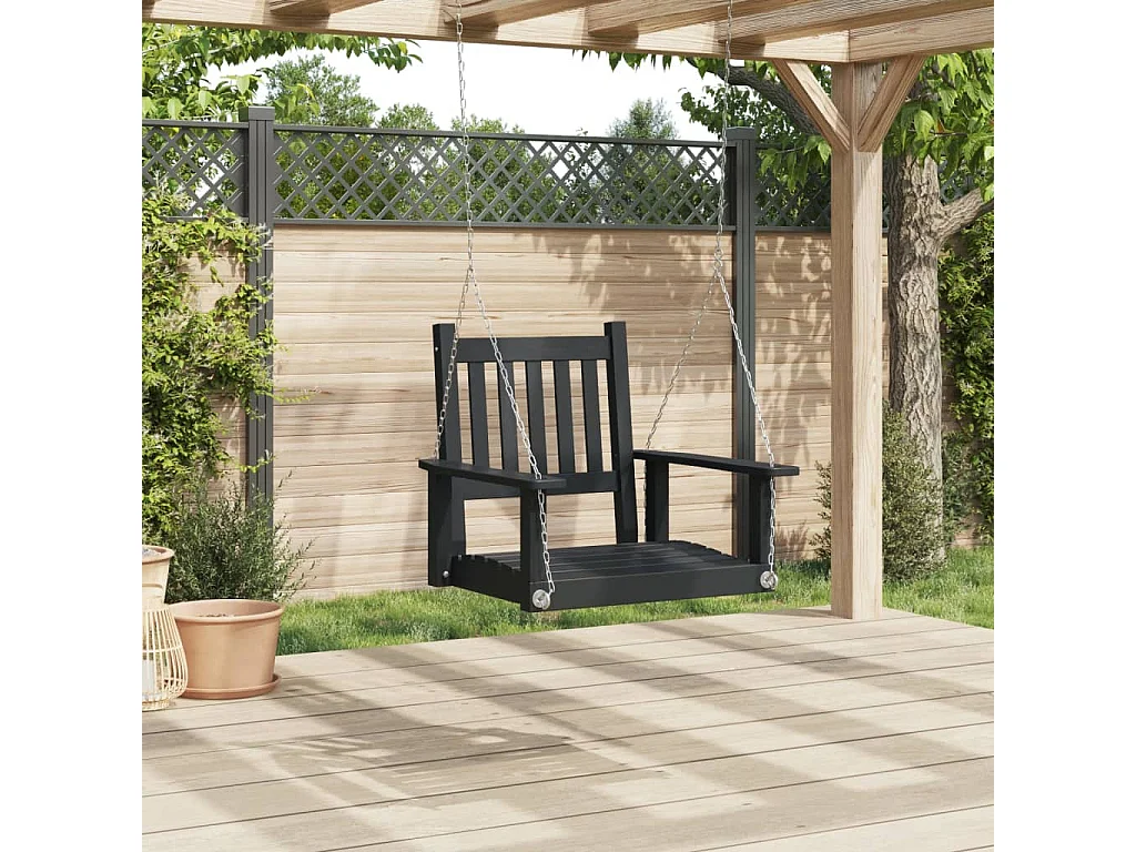 Chaise balançoire de jardin chaînes en métal bois massif sapin