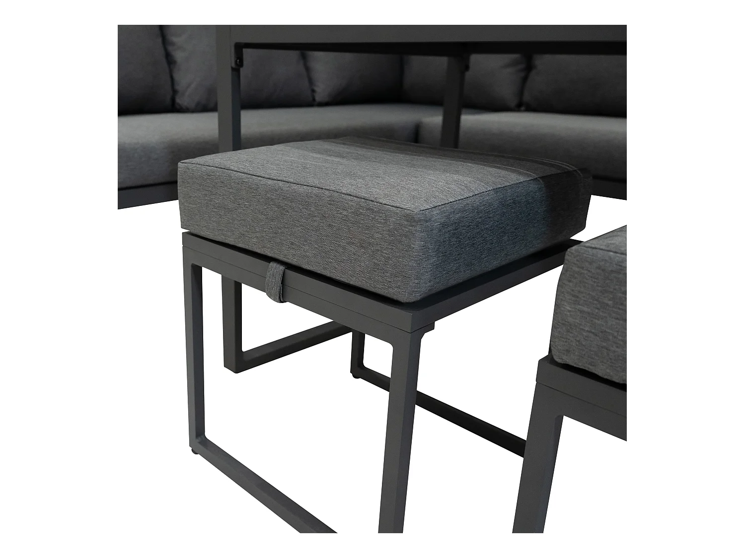 Ensemble Meubles de Jardin En Aluminium Gris Anthracite 7 Places Salon Extérieur Modulaire En Forme de L & Table (Housse Imperméable INCLUS)