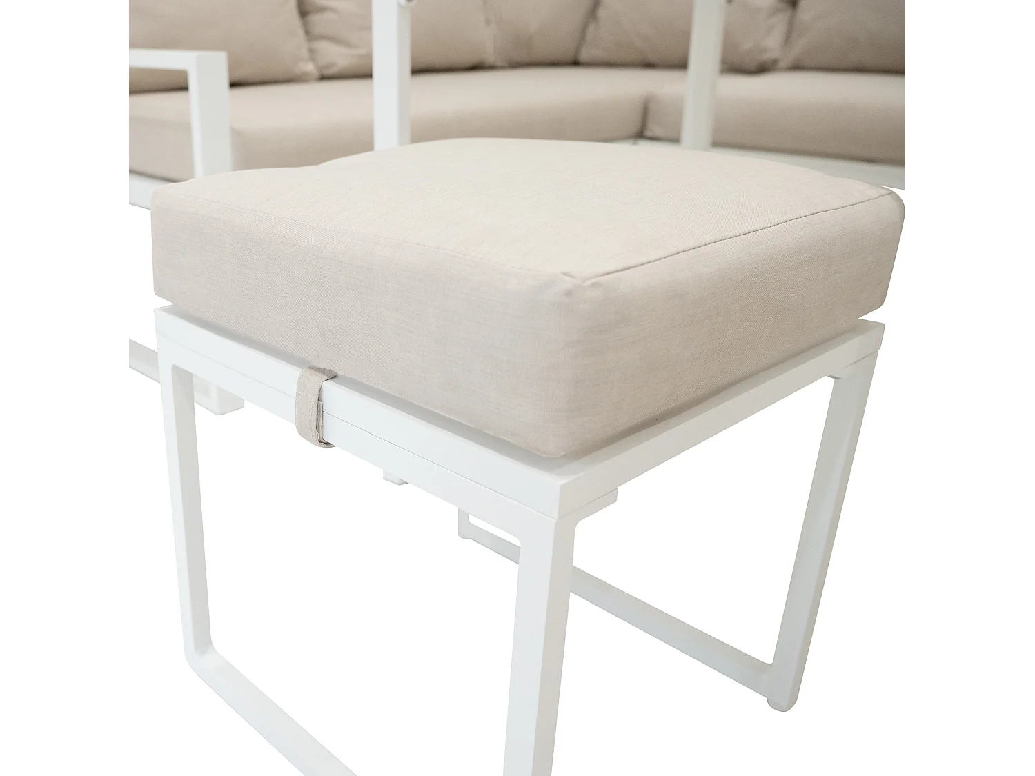 Sofa de canto exterior em aluminio de 7 lugares - Branco