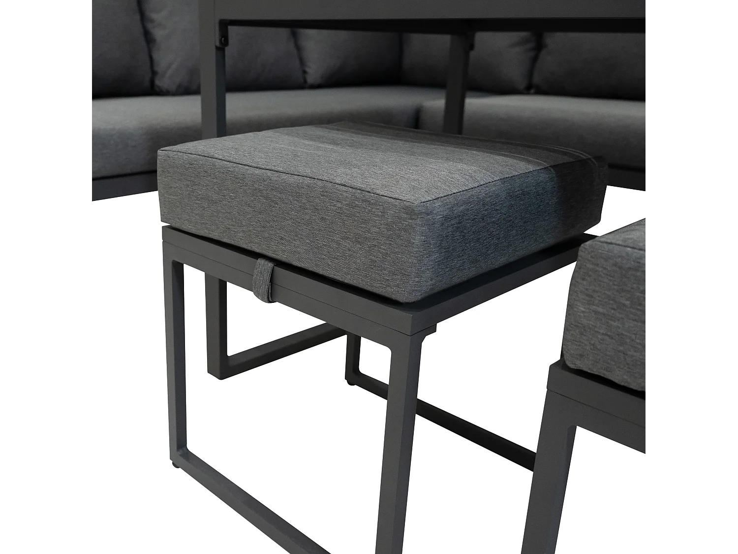 Ensemble Meubles de Jardin En Aluminium Effet Bois 7 Places Salon Extérieur Modulaire En Forme de L & Table (Housse Imperméable INCLUS)