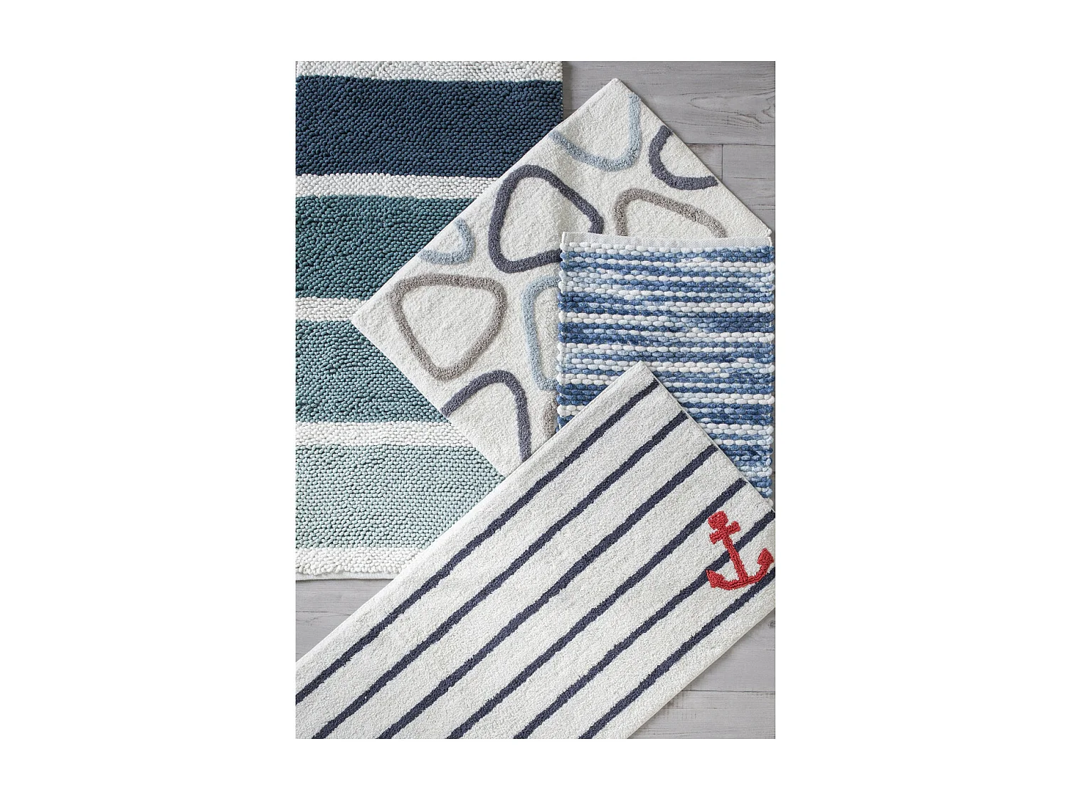 Tapis de bain déco à rayures en polycoton 50x80cm