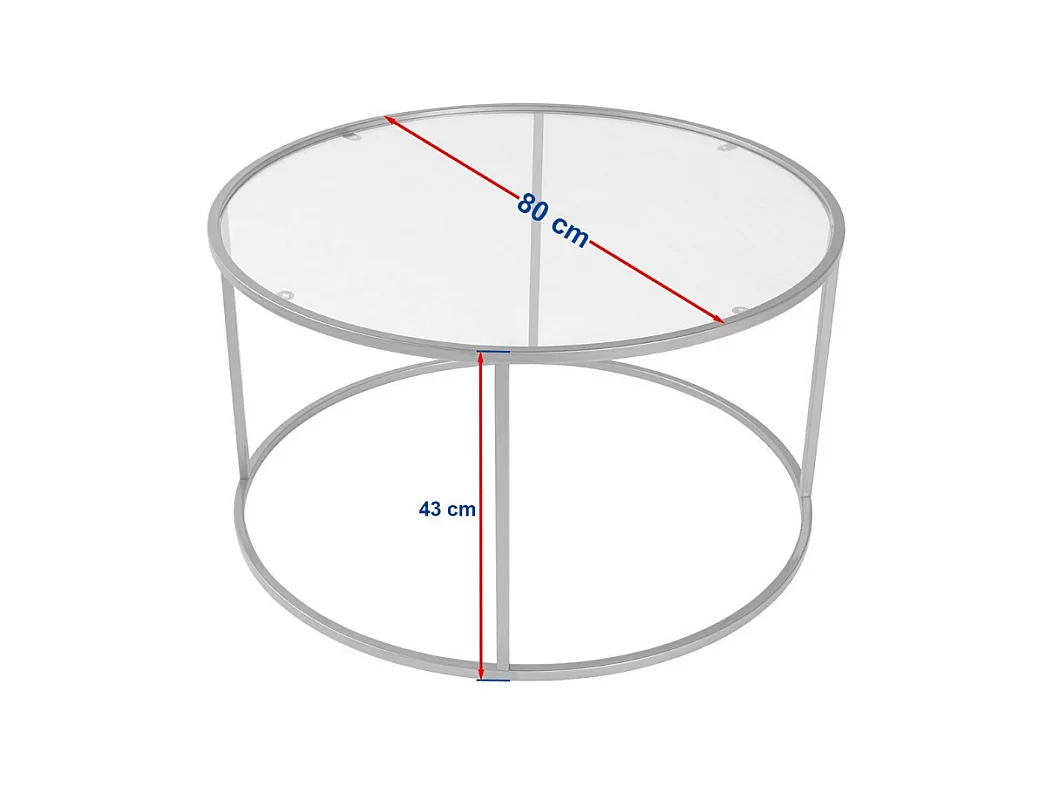 Tavolino rotondo con piano in vetro D80 cm - AURUM
