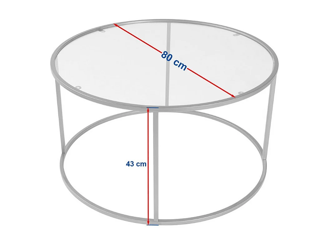 Table basse ronde avec plateau en verre D80 cm - AURUM