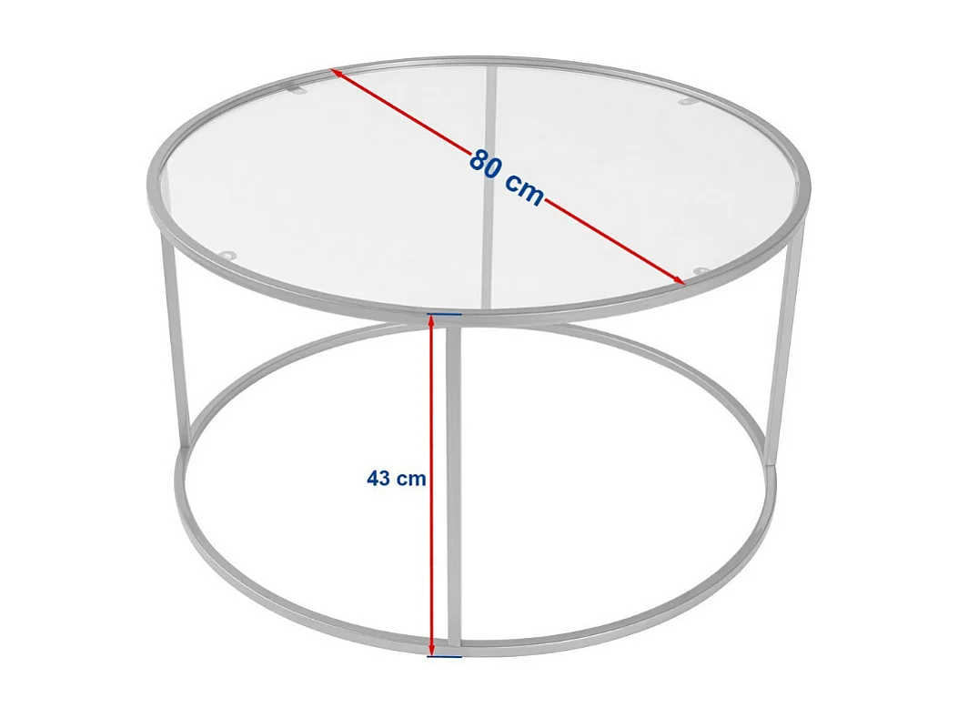 Tavolino rotondo con piano in vetro D80 cm - AURUM