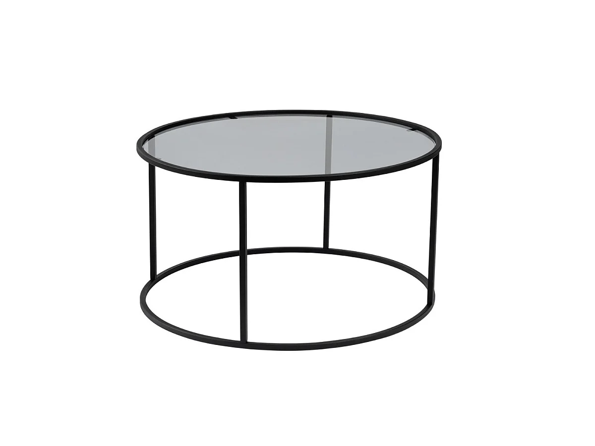 Table basse ronde avec plateau en verre D80 cm - AURUM