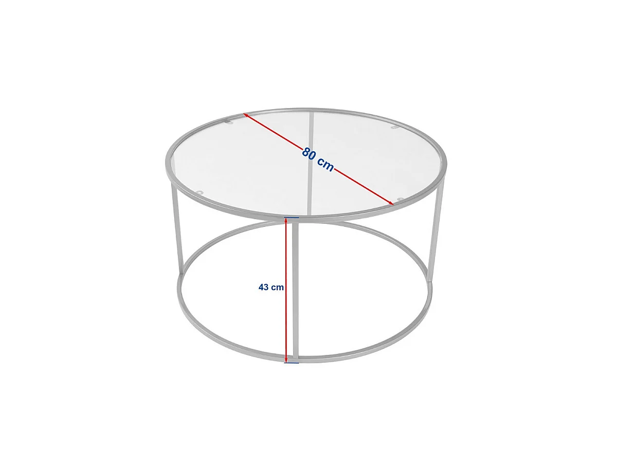 Table basse ronde avec plateau en verre D80 cm - AURUM