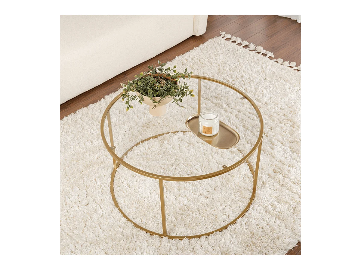 Runder Couchtisch mit Glasplatte D80 cm – AURUM