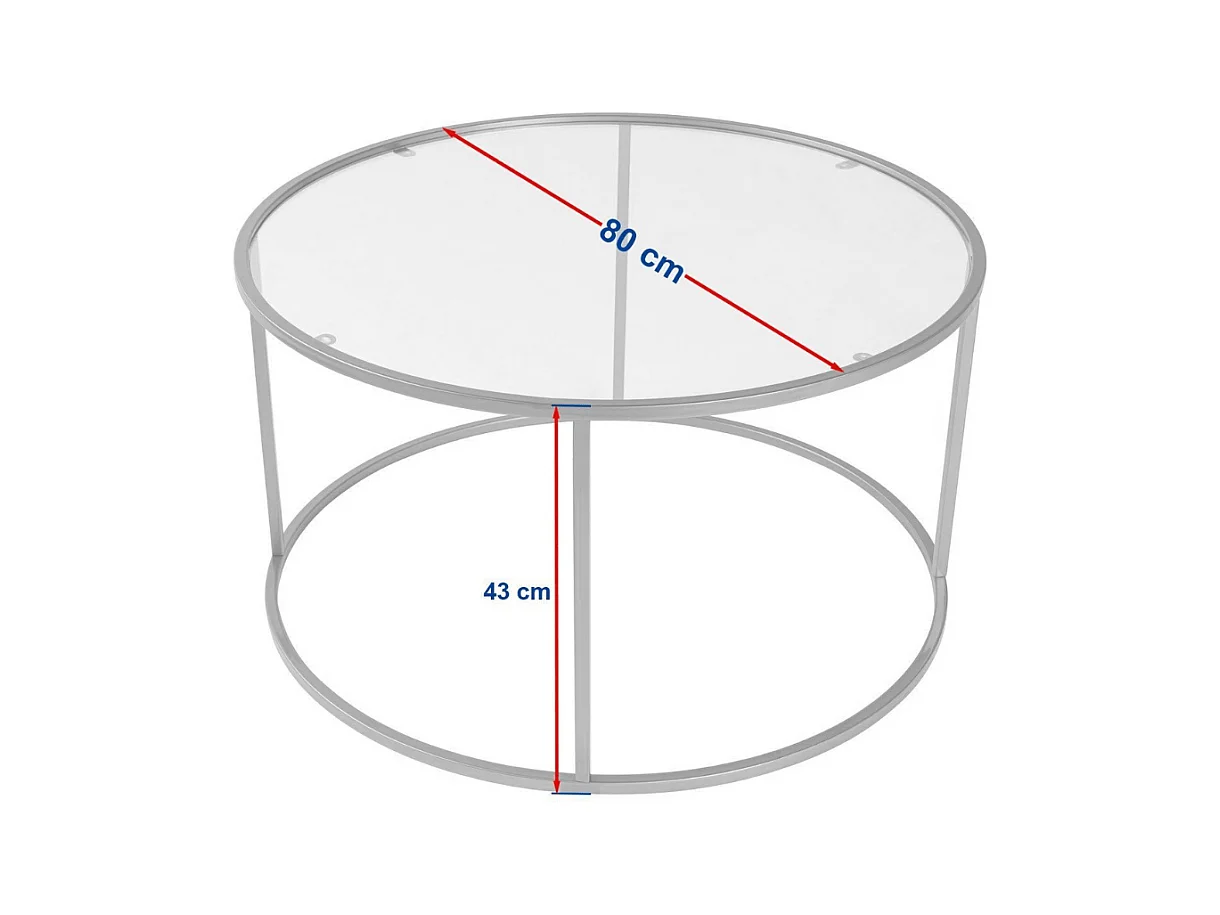 Runder Couchtisch mit Glasplatte D80 cm – AURUM